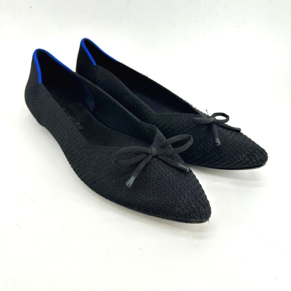 Rothy's The Point Womens Size 8.5 Black Kint Casual Slip-On Ballet Flats Shoes